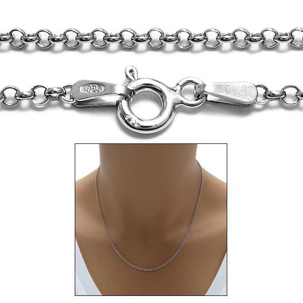 925 Sterling Silver Rhodium Rolo Chain Necklace 2mm (030 Gauge)