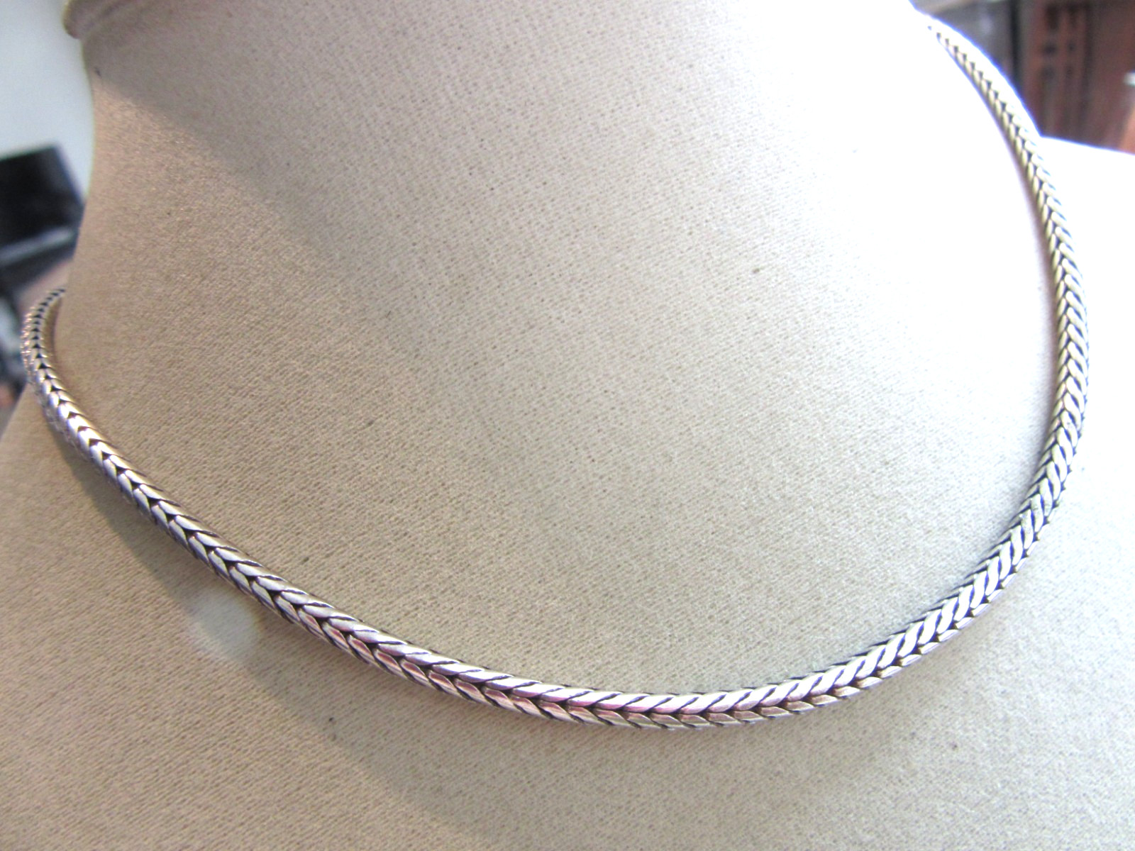 Silver tone wheat chain necklace – 16″ long