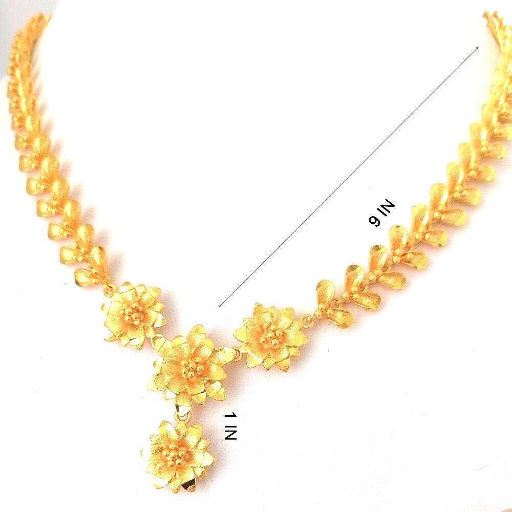 Wicuas​17​ Gold Plated Flower Chain Necklace Hypoallergenic​ Short 20 ​IN​ Thai