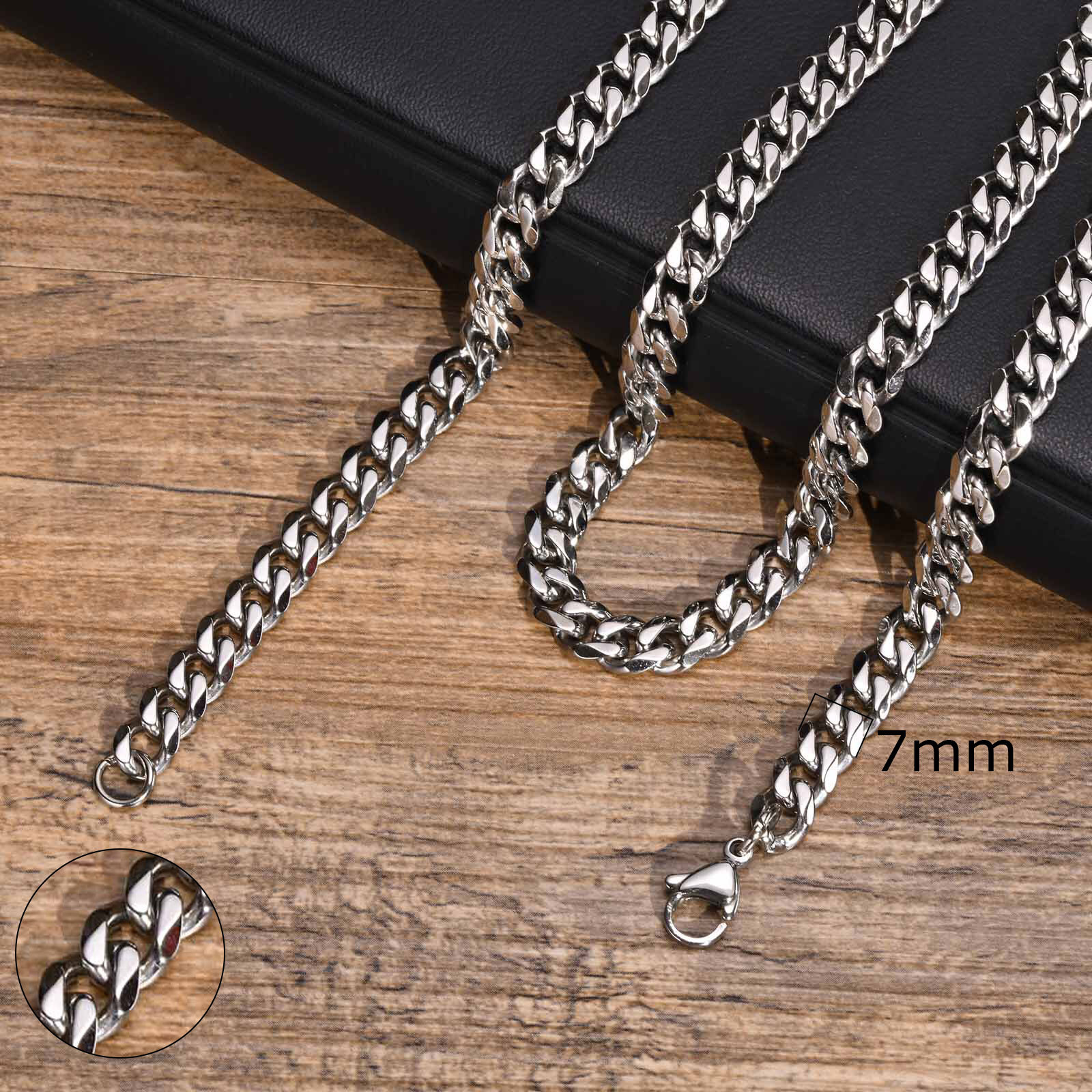 Vnox Cuban Chain Necklace for Men Women Boys Stainless Steel Curb Link Chain