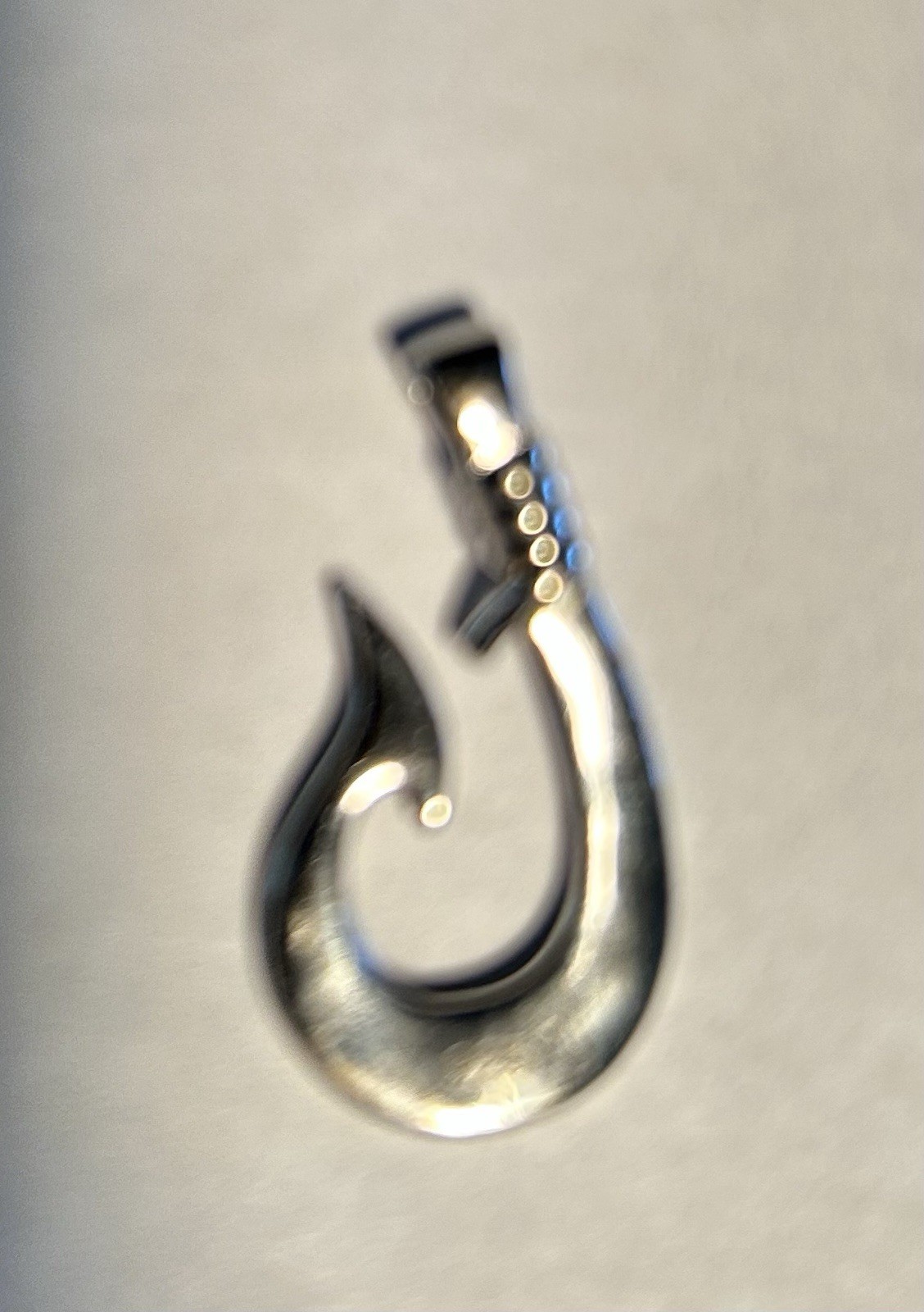 Blue Opal Fish Hook .925 Sterling Silver Pendant