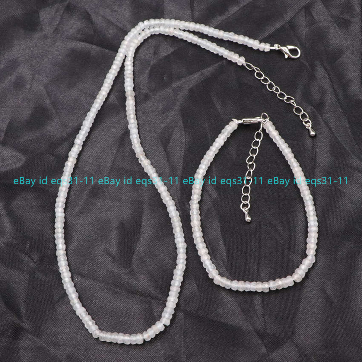 Exquisite 2x4mm Natural White Crystal Rondelle Gems Bead Necklace Bracelet Set