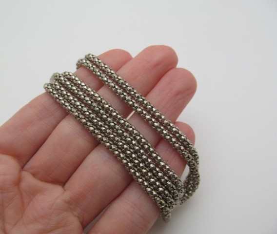 Vintage Silver Tone Metal Popcorn 3.5mm Chain Link Necklace 31.5 In