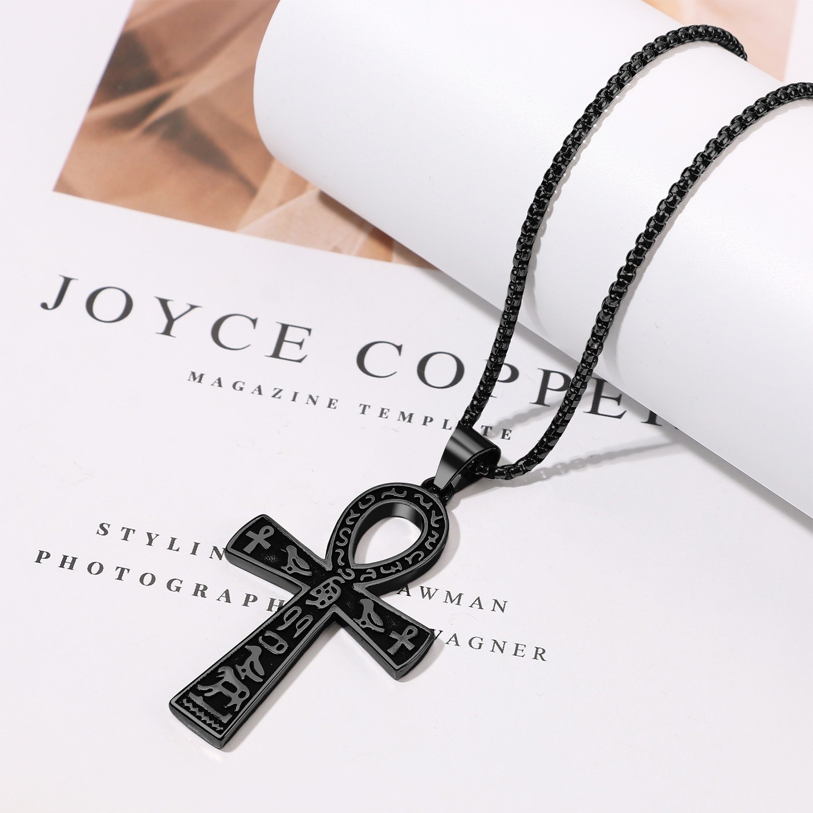Unisex Stainless Steel Ankh Cross Necklace Ancient Egyptian Symbol Amulet Gift