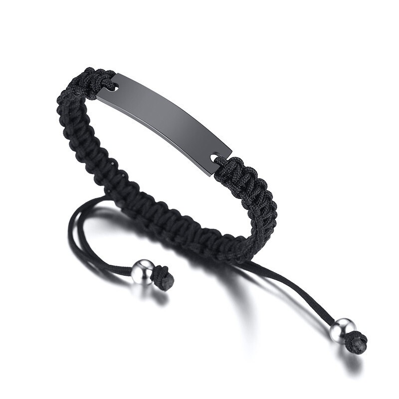 Braided Rope String Men Bracelet Wristband Free DIY Text ID Name Personalized
