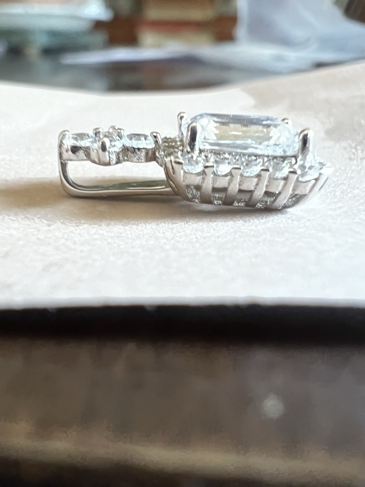 Authentic Emerald Cut White Moissanite VVS1 Halo 1 Carat 925 Silver Pendant