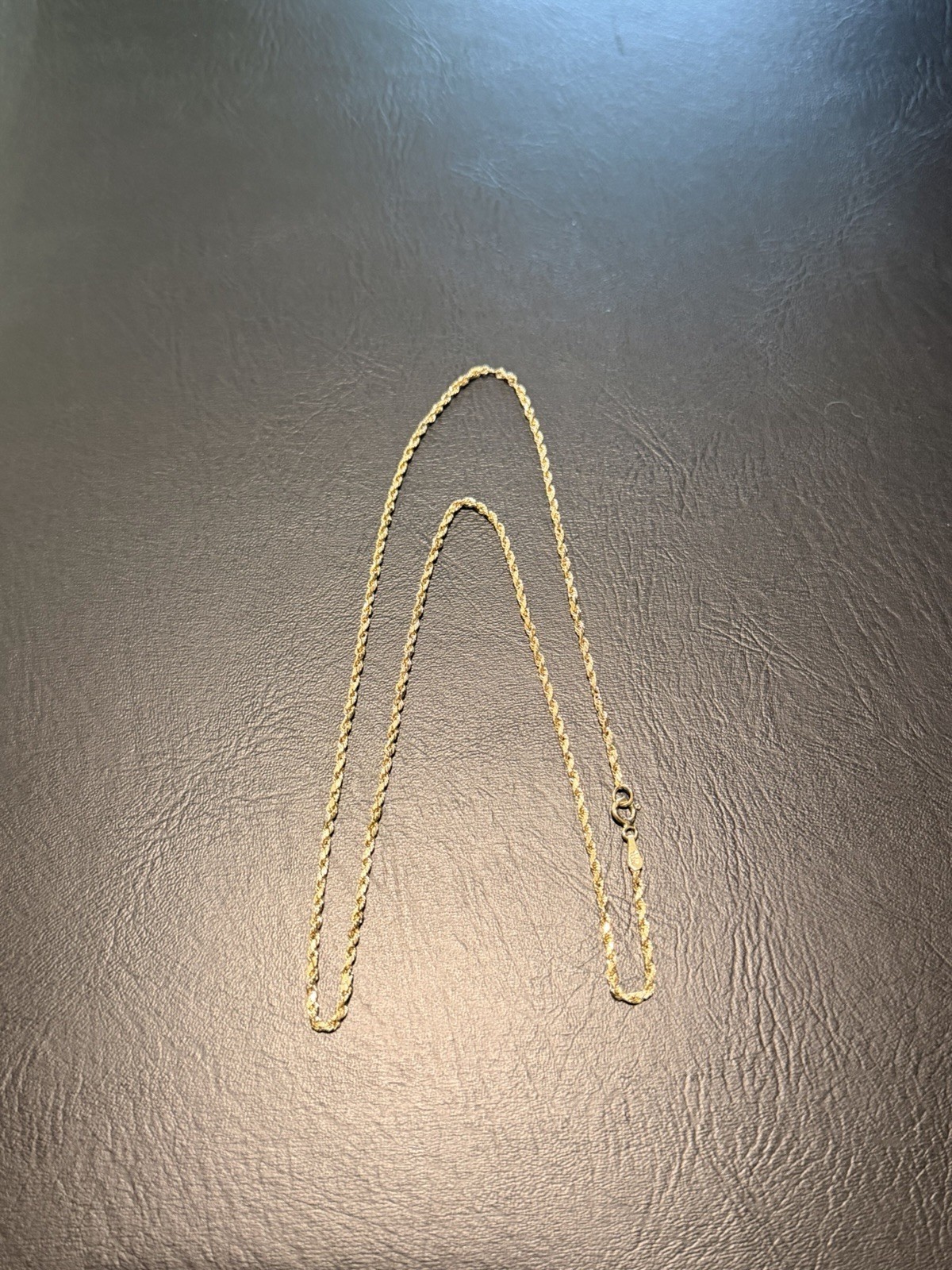 10K Yellow Gold Rope Chain Necklace, Spring Ring Clasp