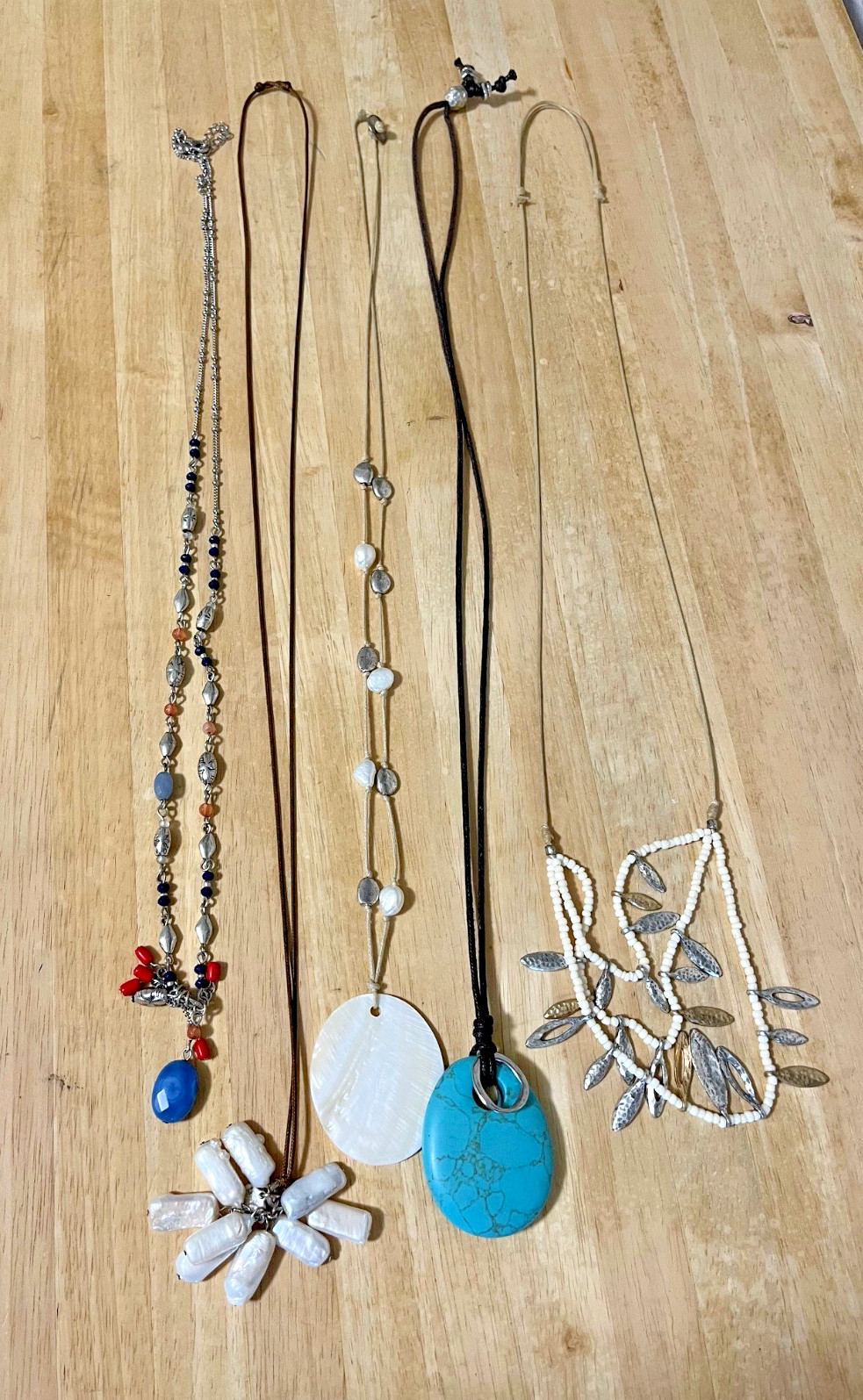 J Jill Boho Fashion Pendant Necklaces Lot of 5 Adjustable 17 in Long Excellent