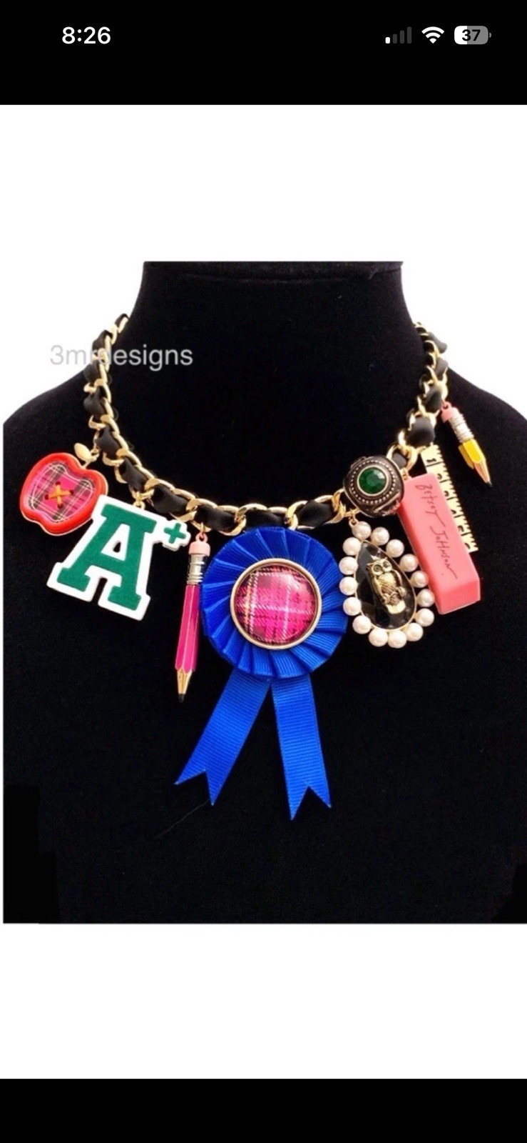 Betsey Johnson BEST IN CLASS school Charm Statement Necklace NWT 👀unique!!