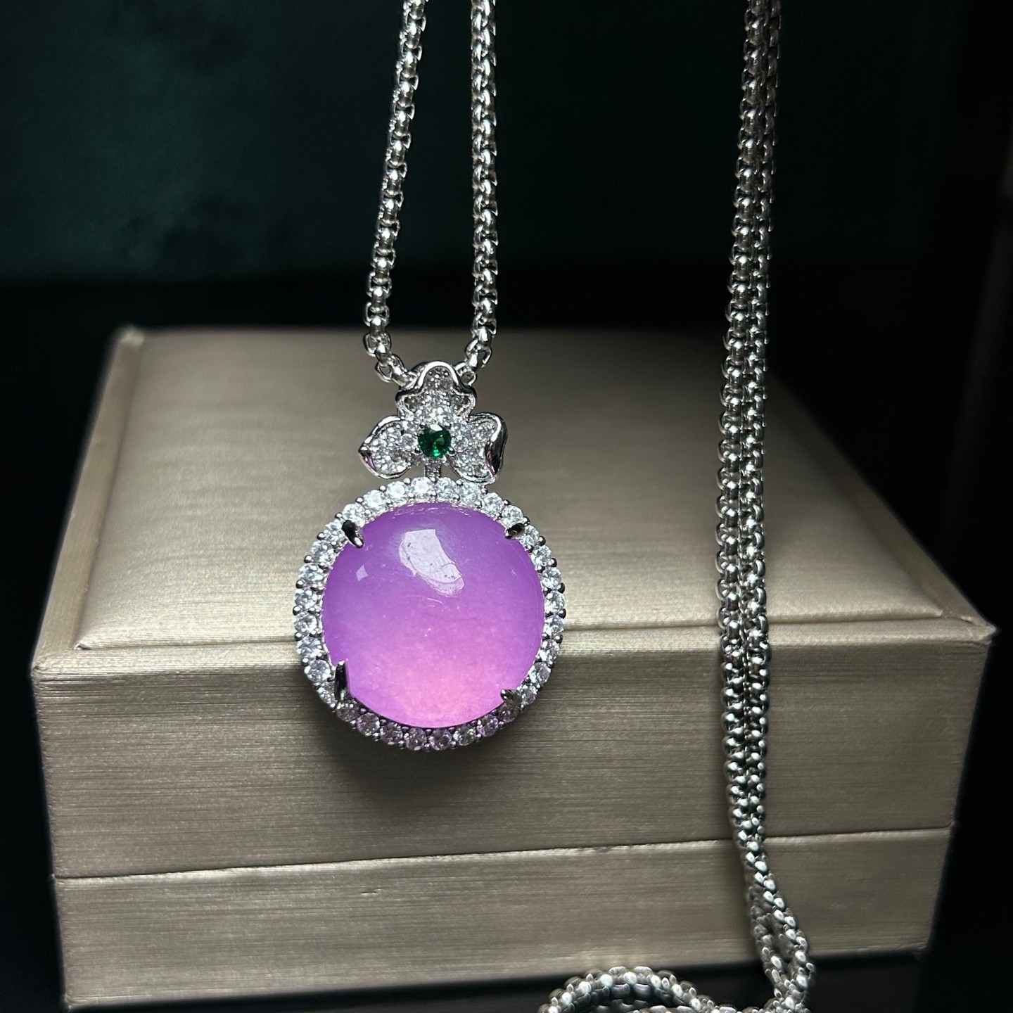 Real Natural Ice Purple Myanmar Jade Jadeite amulet Pendant&Necklace