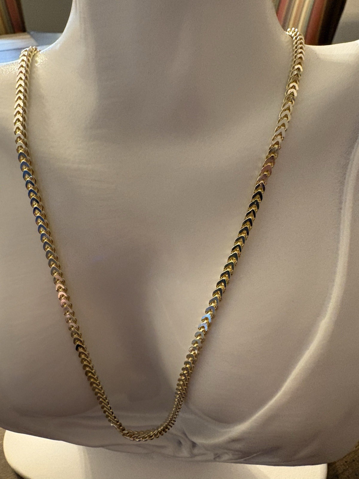 18” Sterling Silver Gold-Over Franco Chain Necklace 2.9mm 8.9 Grams