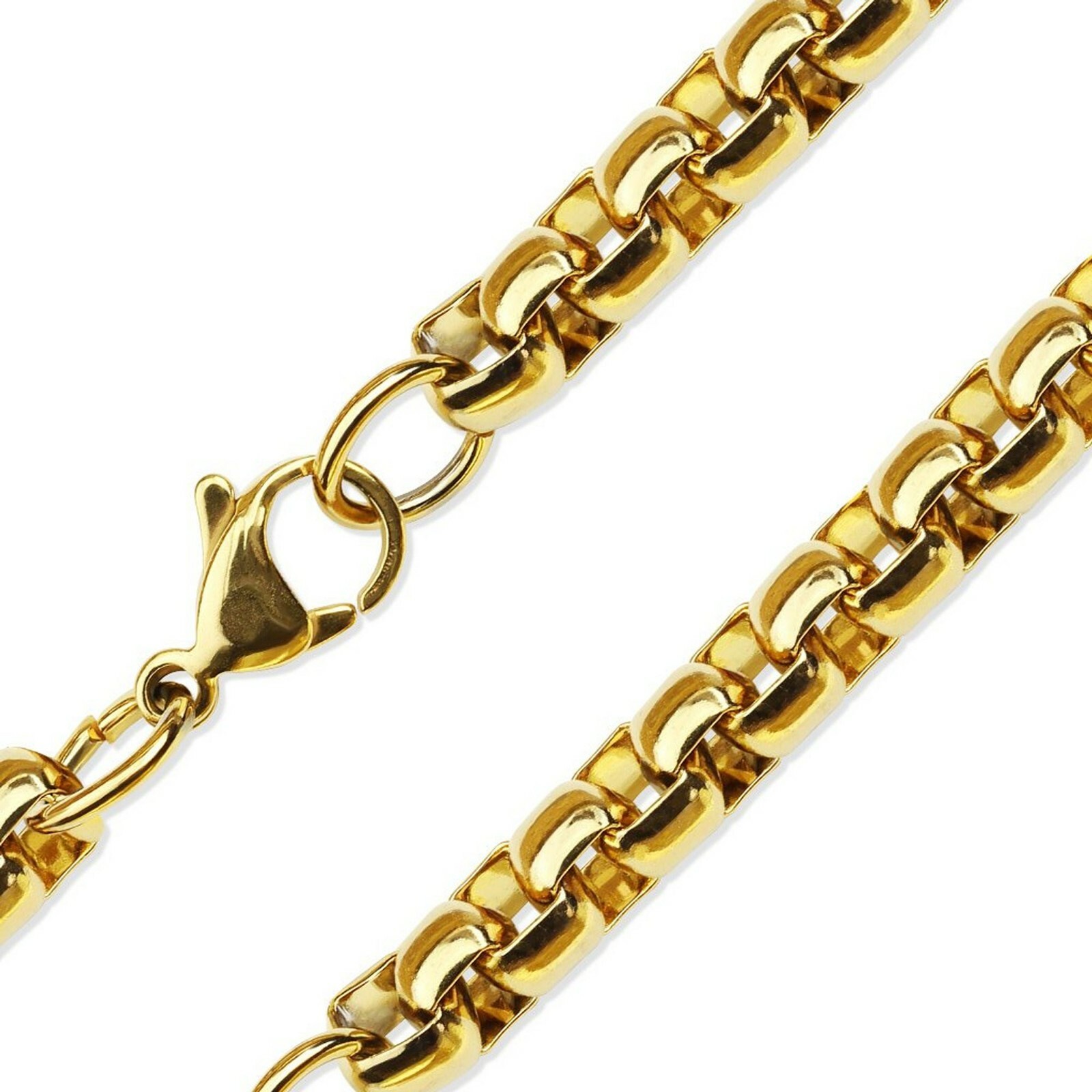 Gold Rolo Chain Stainless Steel Round Box Necklace 4mm 15-20-Inch