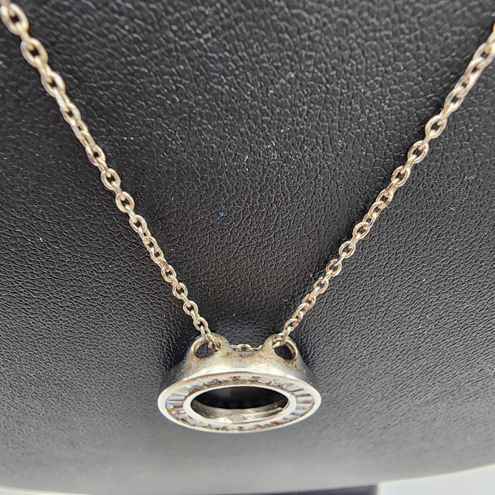 925 Sterling Silver Baguette CZ Circle of Life Pendant Necklace 18″ China CN