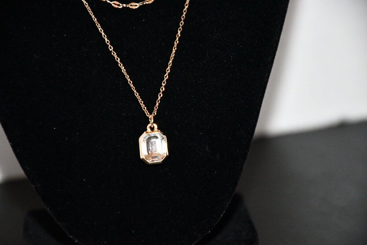 Gemma Layne Multi Row Octagon Pendant Necklace in Gold #D73165CRY NWT