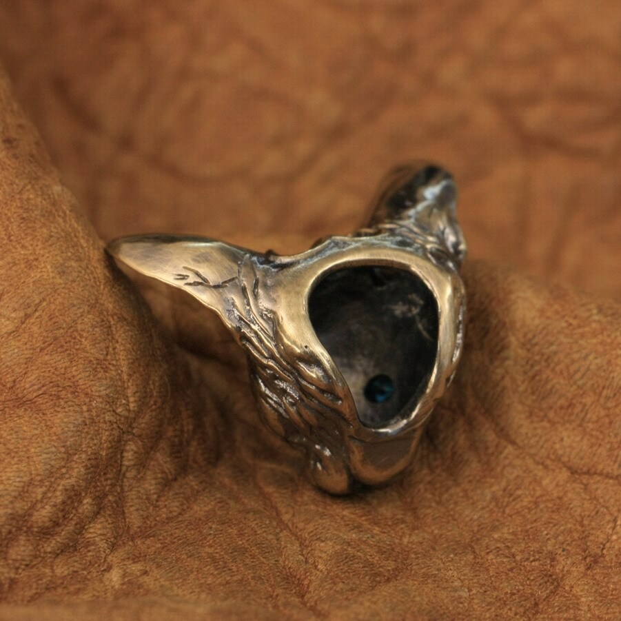 Good Details Blue Eyes Brass Sphynx Cat Pendant Punk Animal Jewelry BR113A