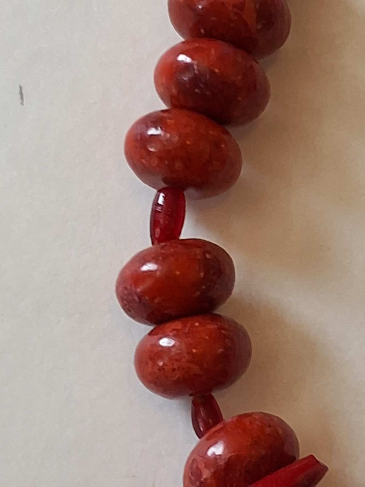 Vintage Dyed Red Coral Statement Stick Necklace, Plastic Bangle Bracelet.