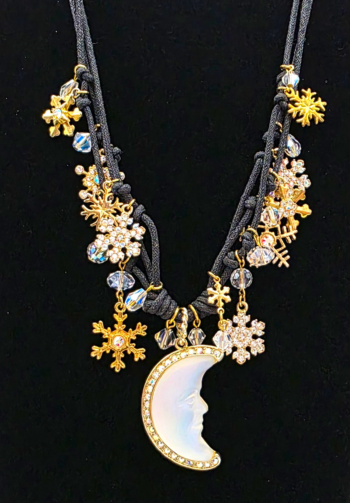 Kirks Folly Seaview Moon And Snowflakes Charm Necklace