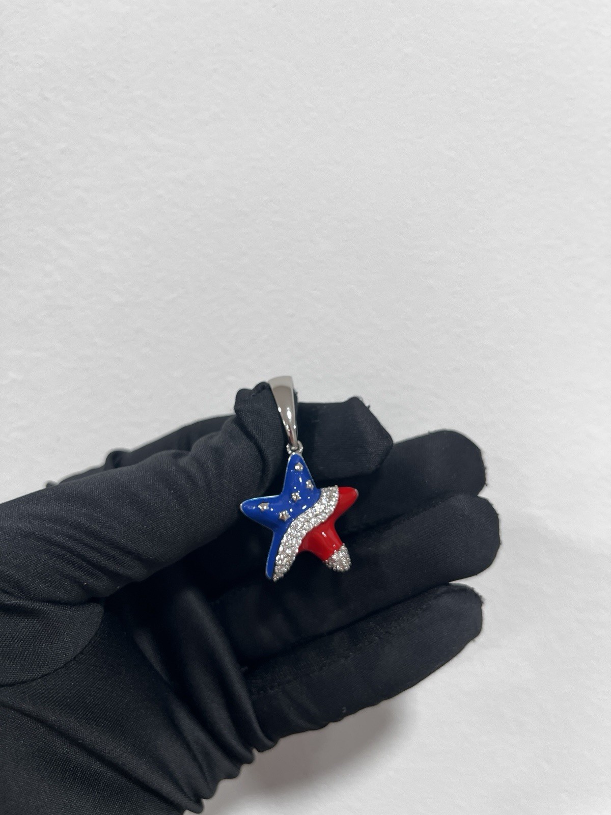 United States of American Flag Star Pendant, 4th of July, American, USA Iced