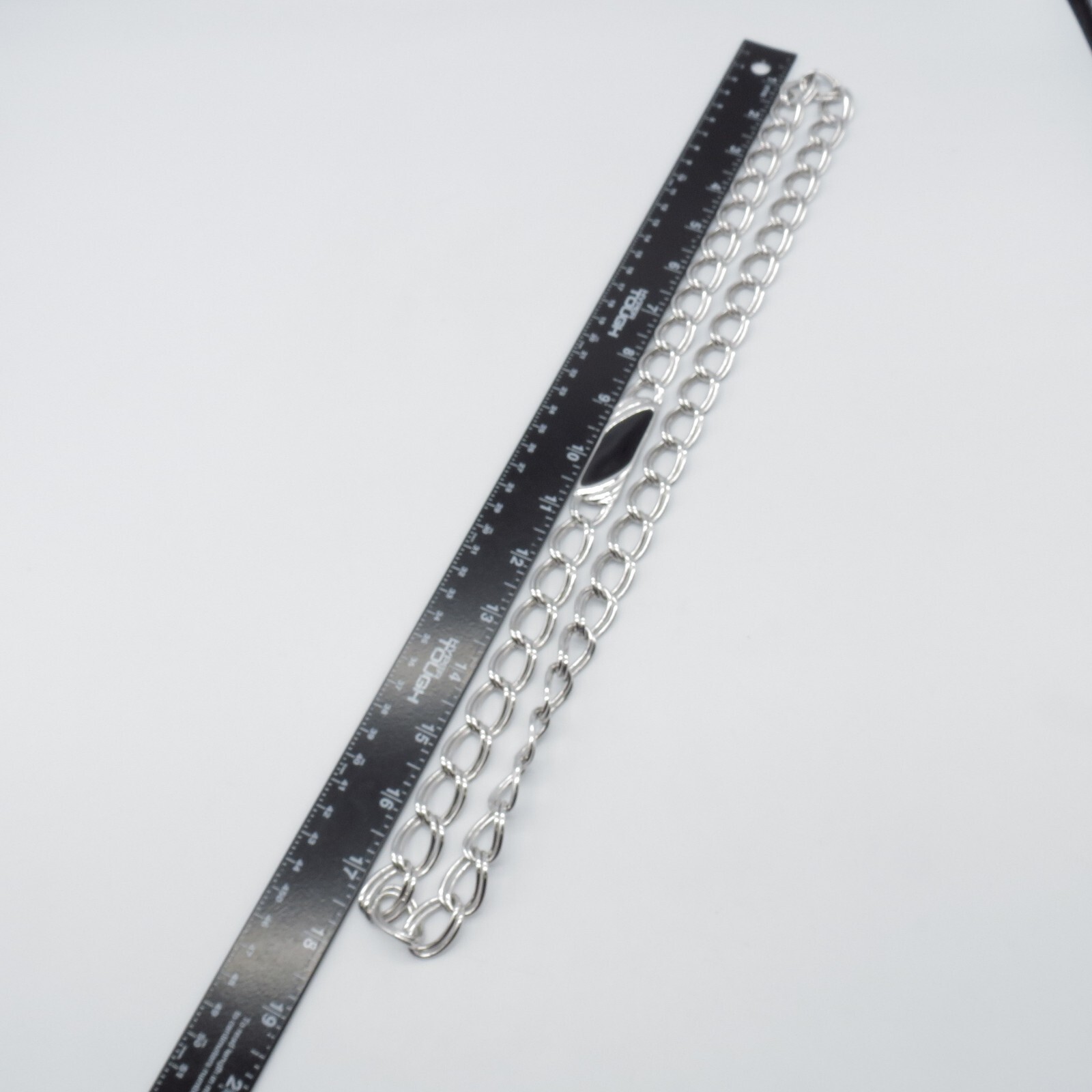 Double Curb Link Statement Chain Necklace Silver Tone No Clasp Hip Hop Rap 35″