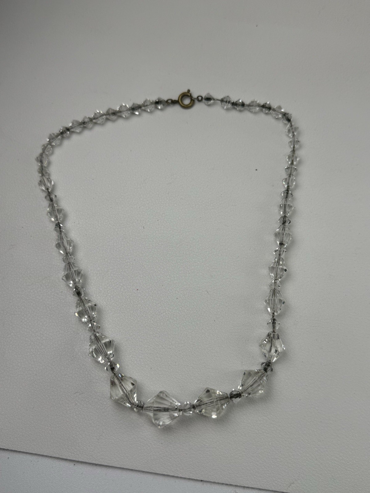 Vintage Cut Glass Metal Chain 17″ Necklace