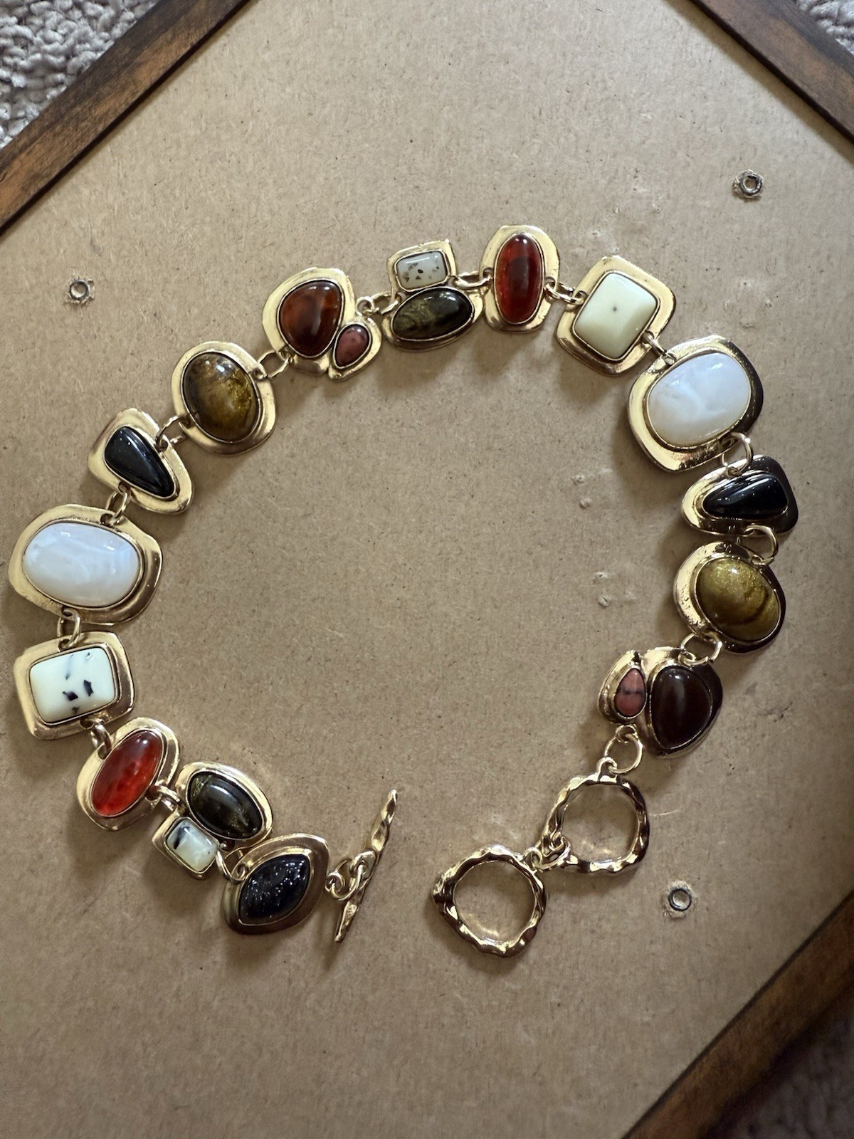 Gold Choker Necklace Chunky Statement White Brown Black