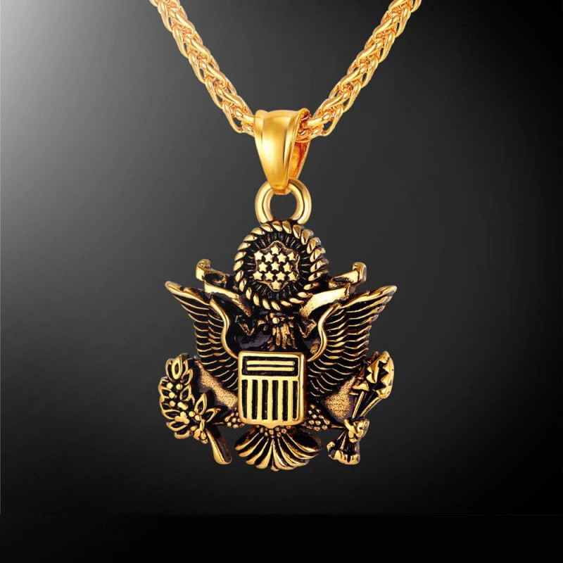 Eagle American Emblem Necklace Patriotic United States Flag Jewelry Pendant