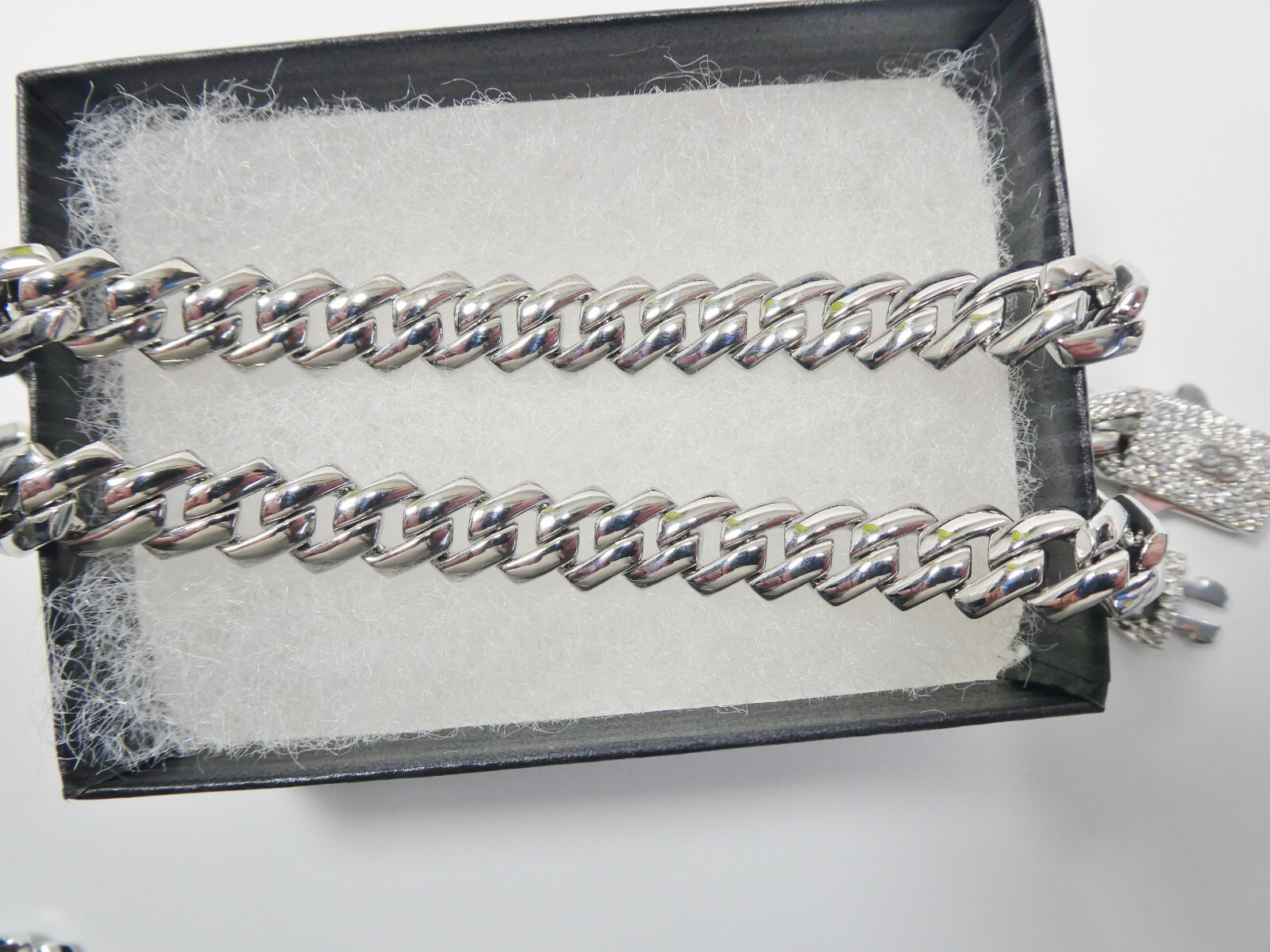 9MM 14K COLOR WHITE GOLD BRASS RHODIUM PLATED MONACO BRACELET/NECKLACE