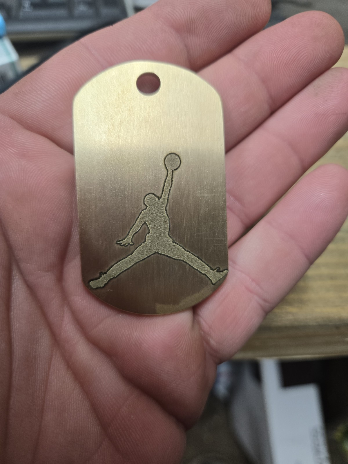 Jordan Brass Dogtag Pendant Custom Laser Engraved