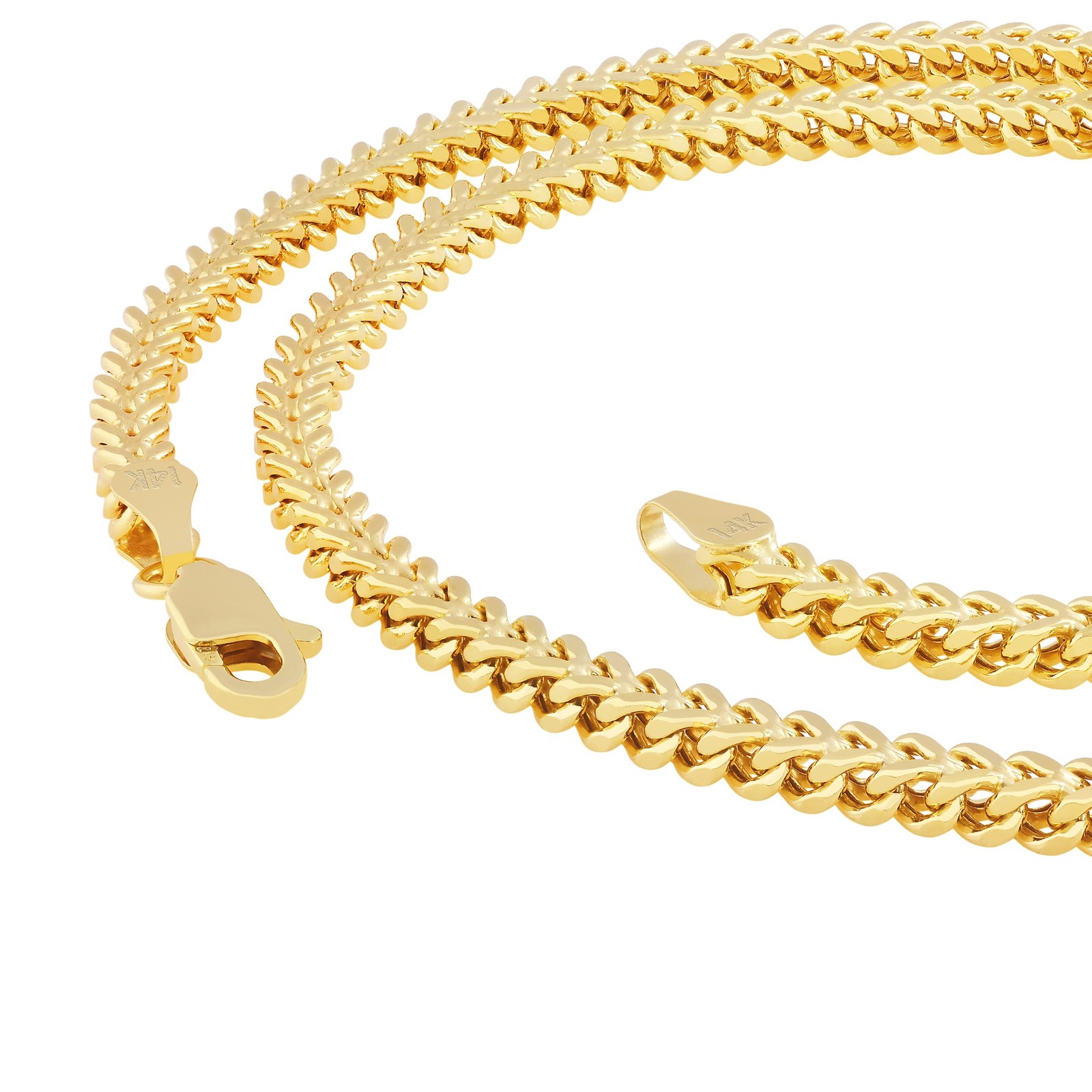 14K Yellow Gold 2.5mm Franco Box Wheat Foxtail Chain Necklace Mens Women 16″-30″