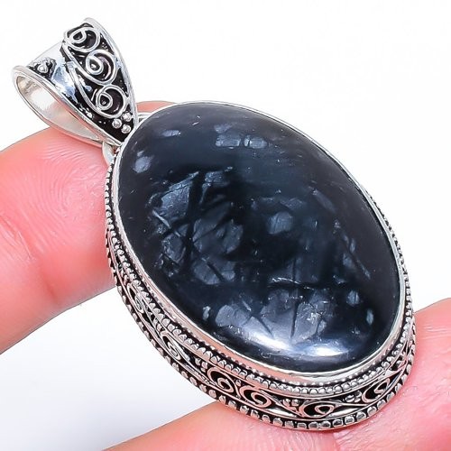 Natural Picasso Jasper Gemstone 925 Silver Plated Jewelry Pendant 2.0″ T275