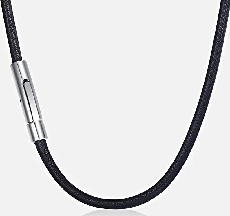 2mm Black Rope Cord Leather Chain Necklace Stainless Steel Clasp 16-30 inch