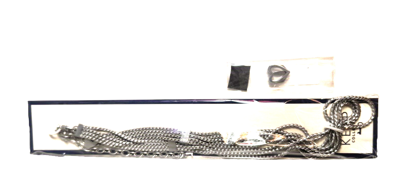 NWT KEEP Collective Silvertone Necklace with Heart Charm Pendant