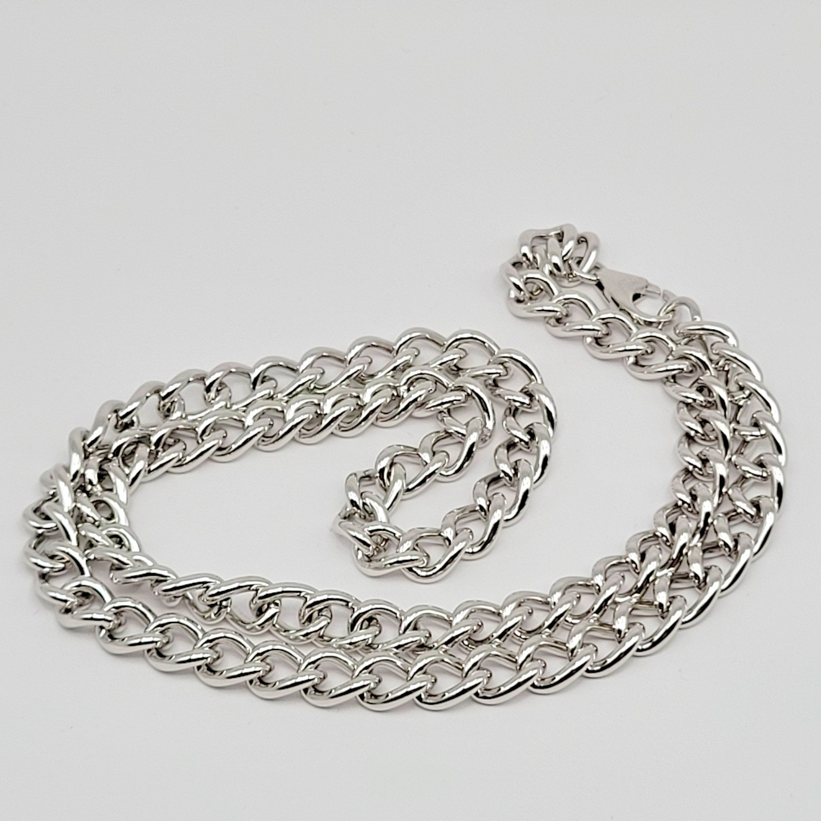 HSN Bellezza Bronze 7.5mm Silver Tone Curb Link Chain Necklace ~ 22″
