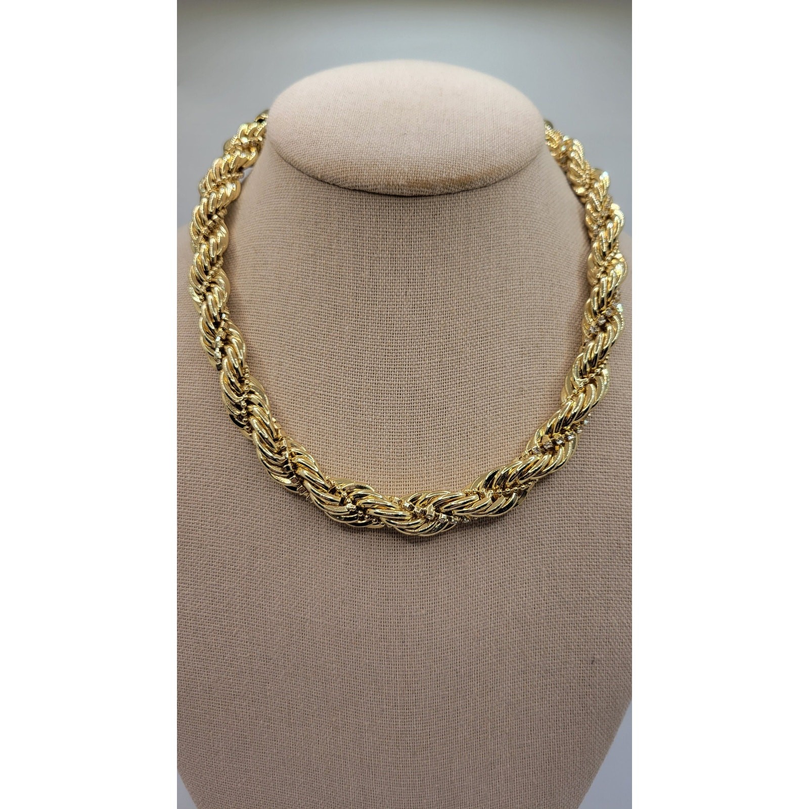 Baublebar Twisted Chain Necklace Signed Statement Crystal Strand Bead Ball