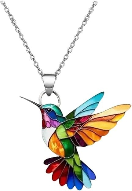 Colorful Hummingbird Necklace 2D Hummingbird Necklace Bird Necklace For Women