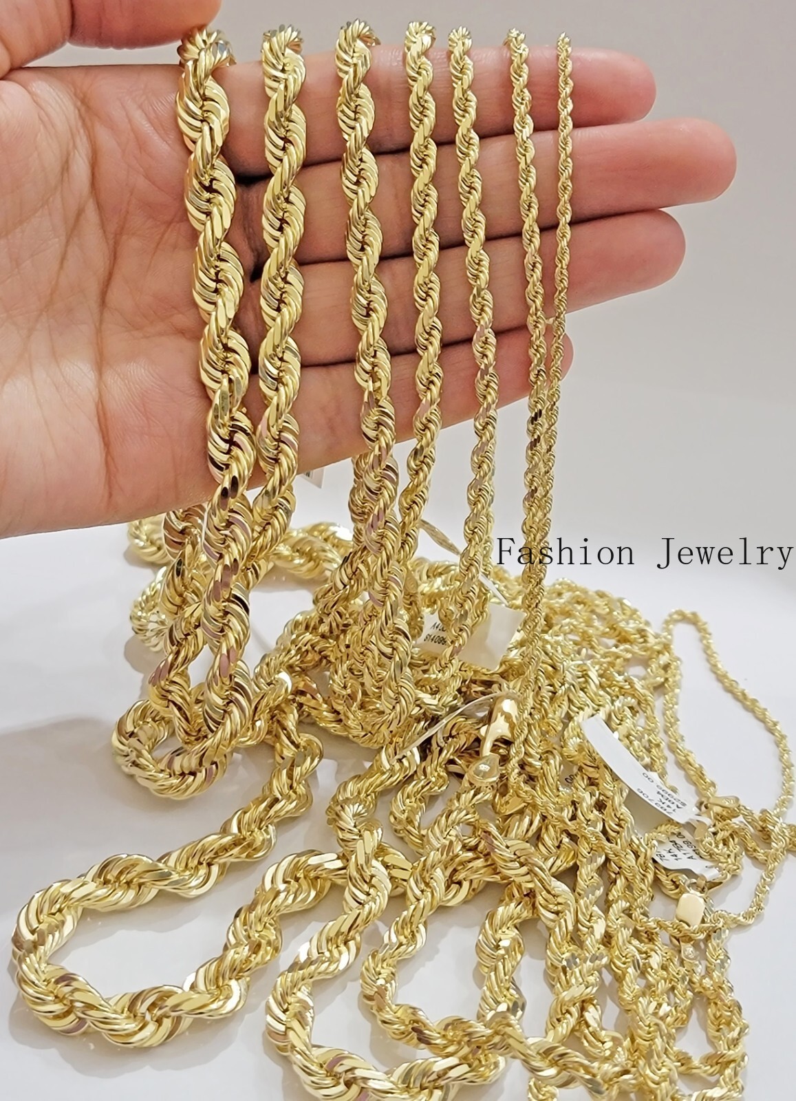 Real 14k Yellow Gold Rope Chain Necklace 2mm-10mm 18″-30″ 14KT SOLID Men Women