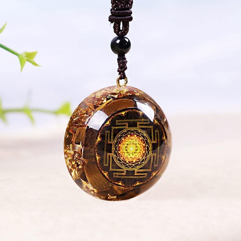 Artisan-crafted Sri Yantra Tiger Eye Pendant – Grounding Energy for Daily Wear