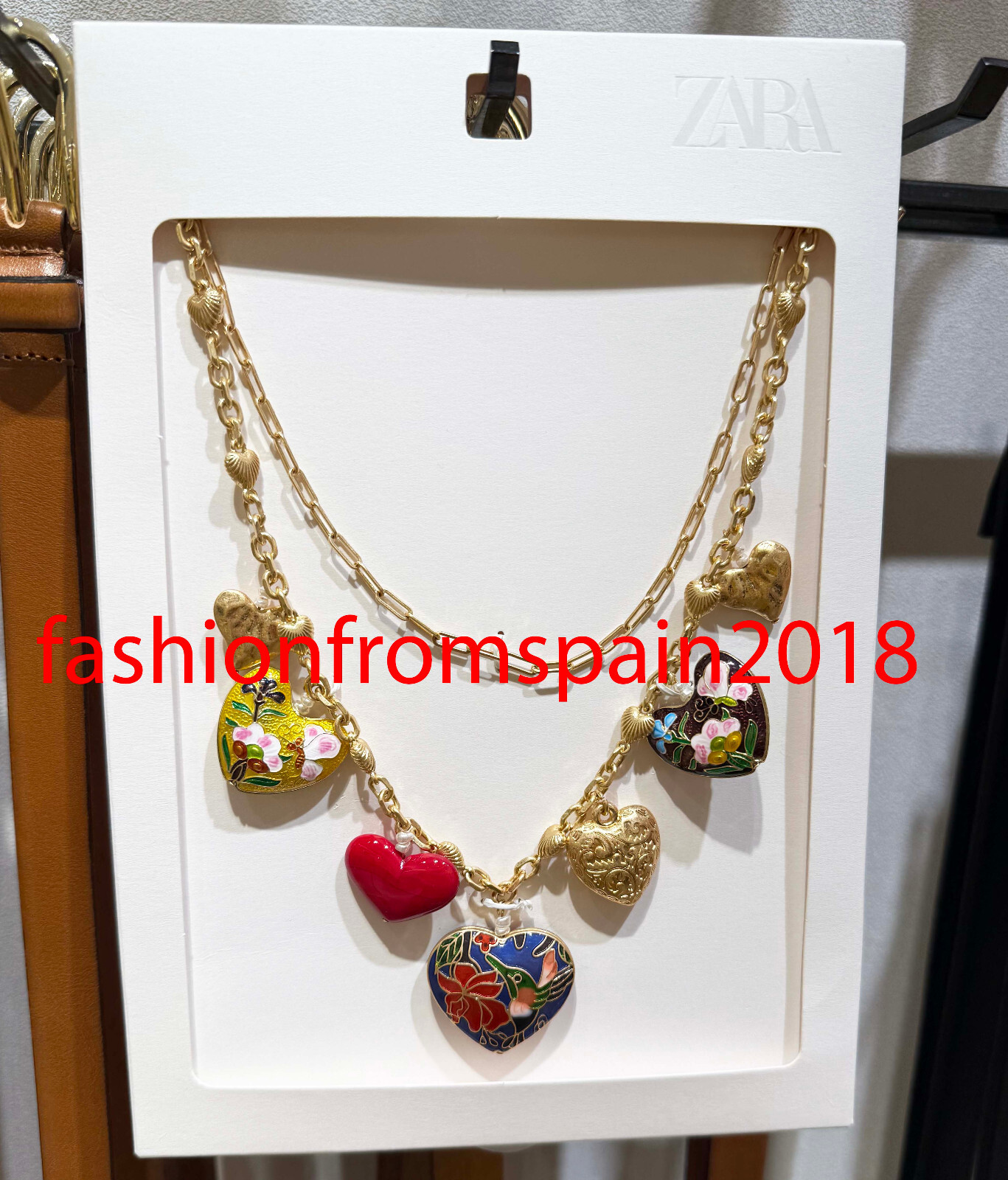 ZARA NEW WOMAN PACK OF 2 HEART NECKLACES GOLDEN 1011/018/303