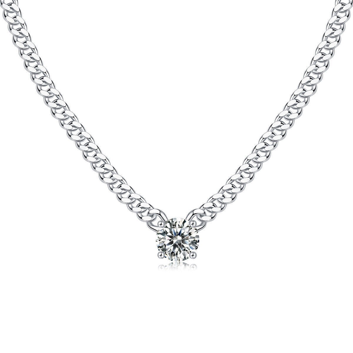 Women’s 925 Sterling Silver 1-3Ct Moissanite Miami Cuban Link Chain Necklace