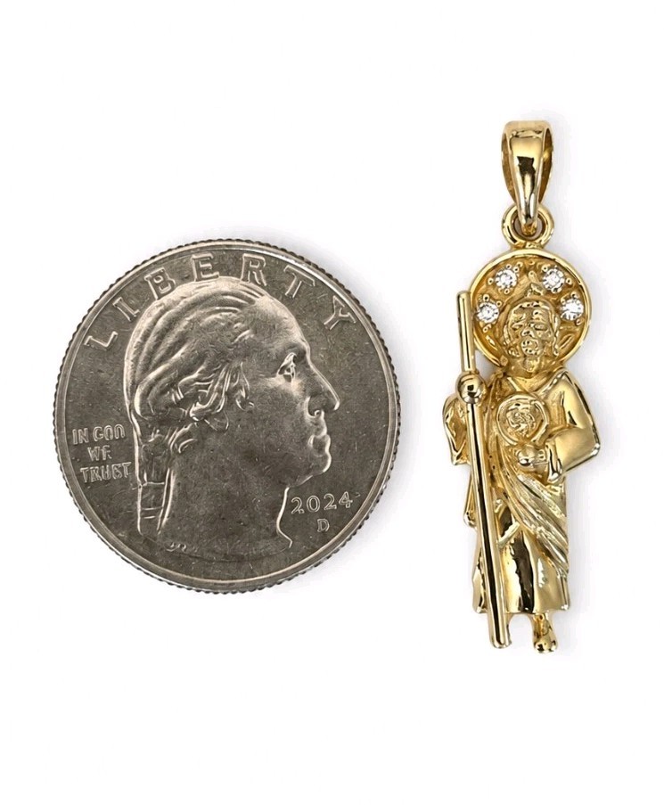 10k Solid Gold Pendant Saint Jude – Dije San Judas Tadeo Oro Solido 10K 2.5cm