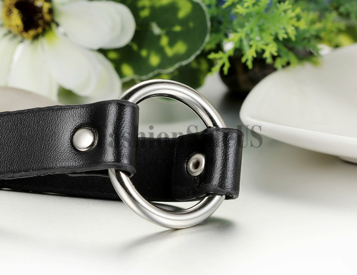 Punk Mens Womens Gothic O-Ring Leather Charm Black Collar Choker Unisex Necklace