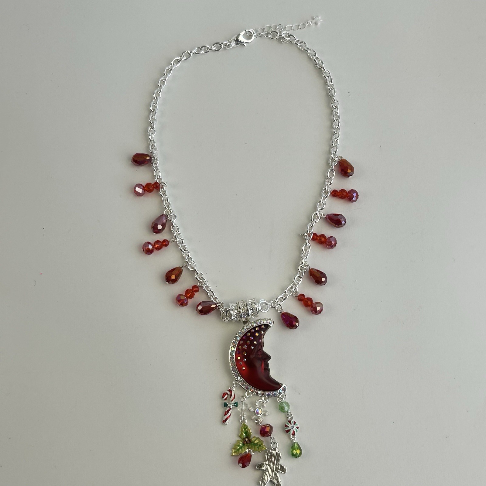 Kirks Folly Goddess Moon Shadow Christmas Magic Enhancer Necklace Silvertone