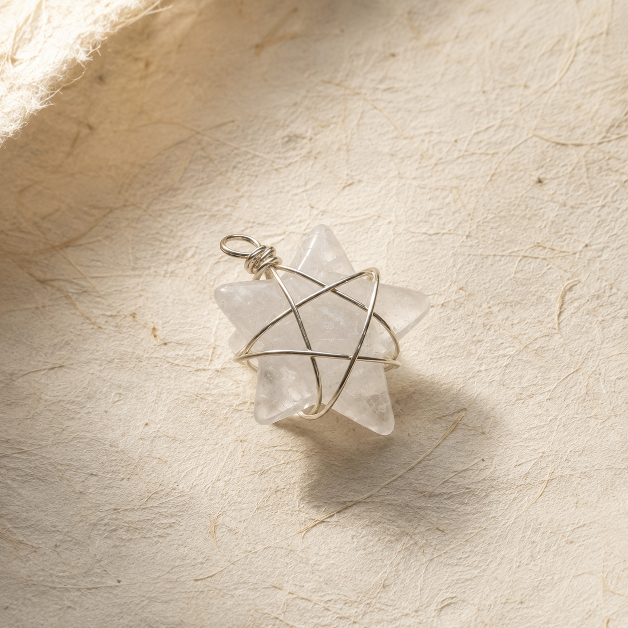 Natural White Quartz Star Pendant | Silver Wire DIY | Clarity & Healing | Boho