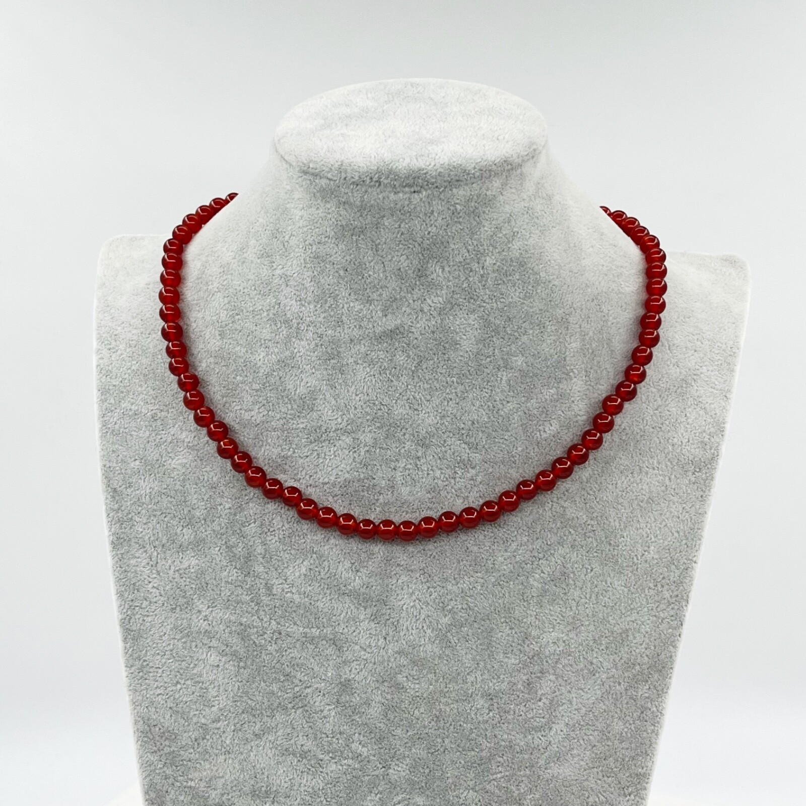 Red Agate Carnelian Beaded Necklace