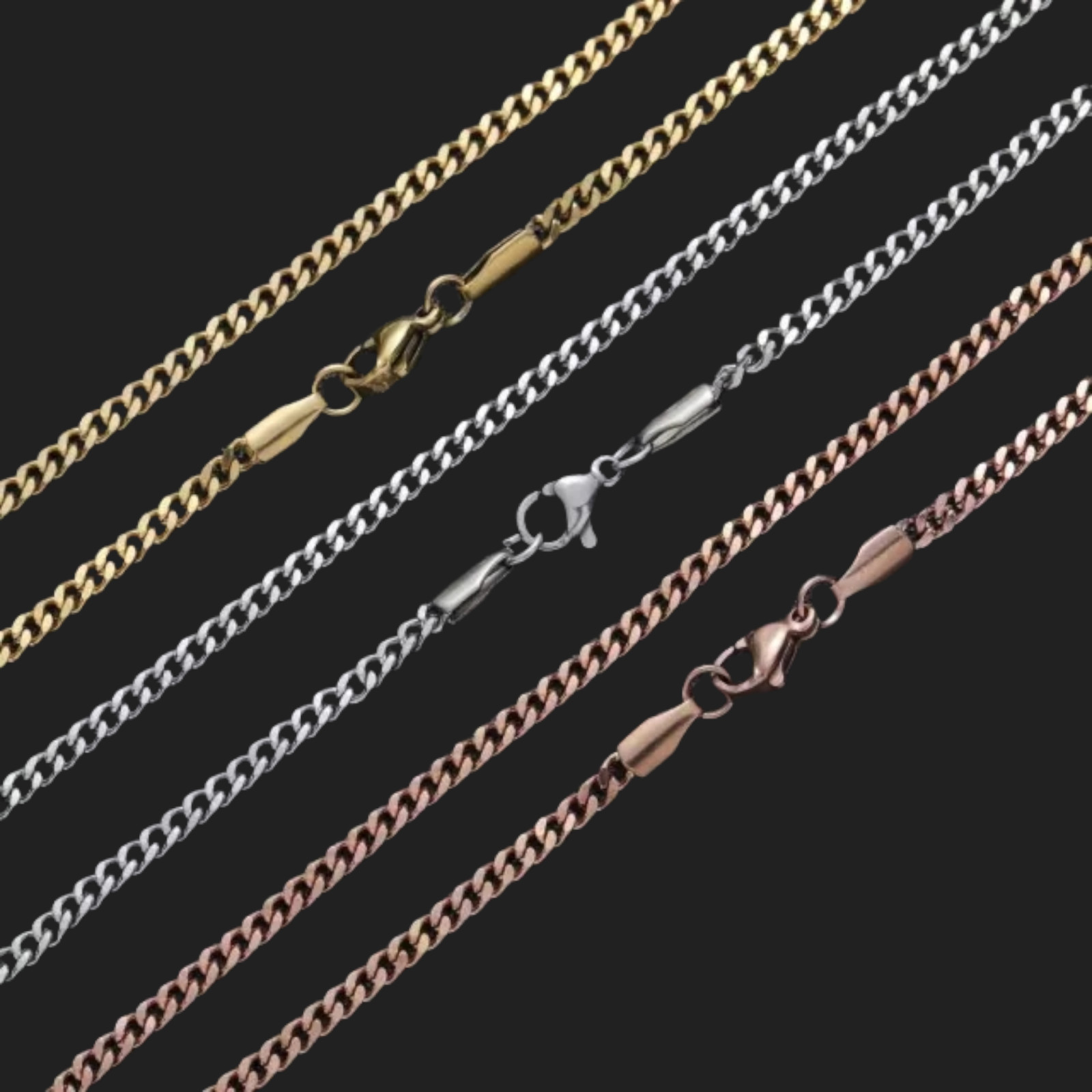 Stainless Steel Gold Plated Cuban Chain Necklace Hip Hop Jewelry Unisex, Men