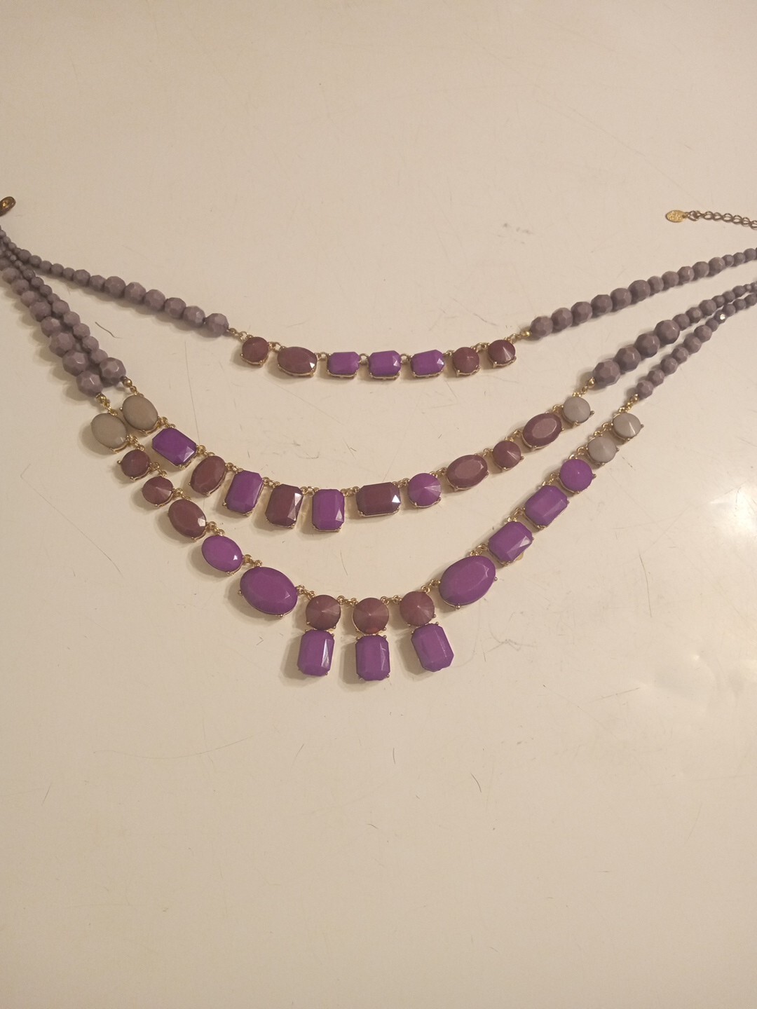 Cara NY 17″ Three Strand Necklace Purple Crystals Statement Necklace