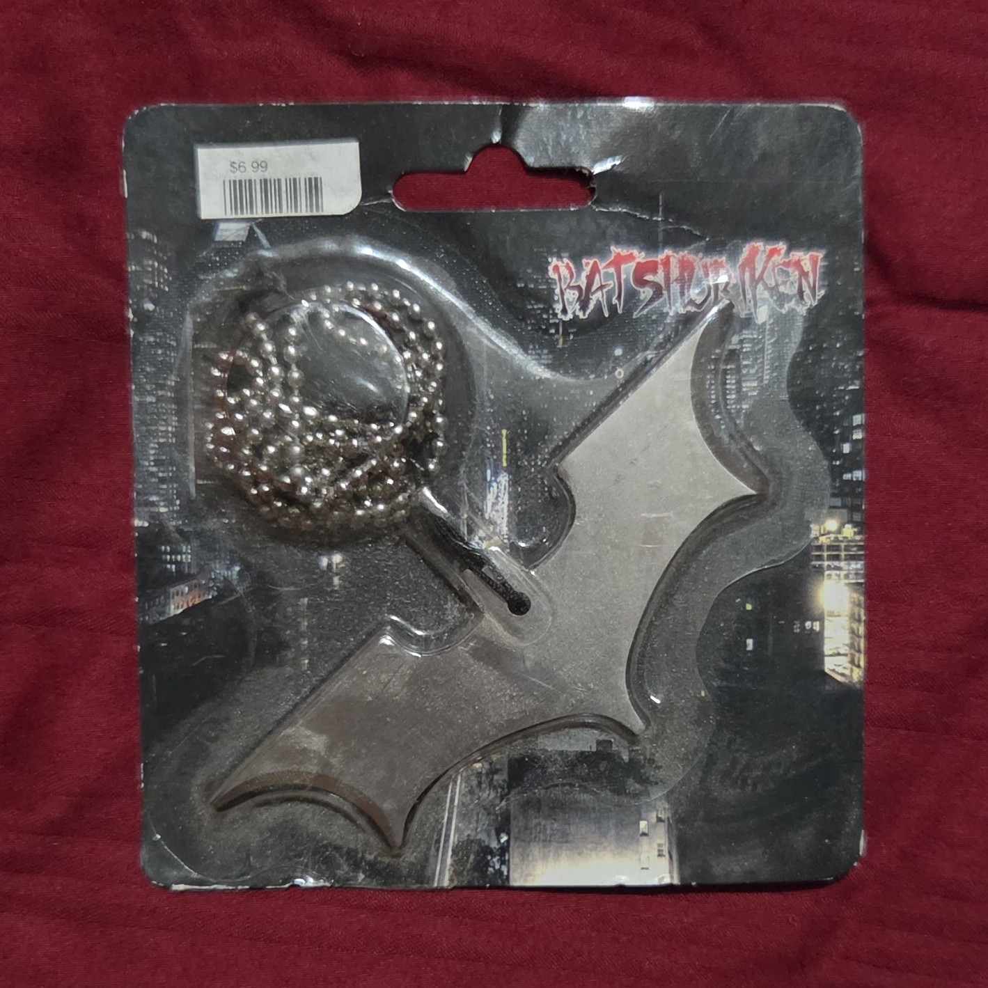 Batshuriken Stainless Steel Bat Dog Tag Pendant Necklace 27in Ball Chain Silver