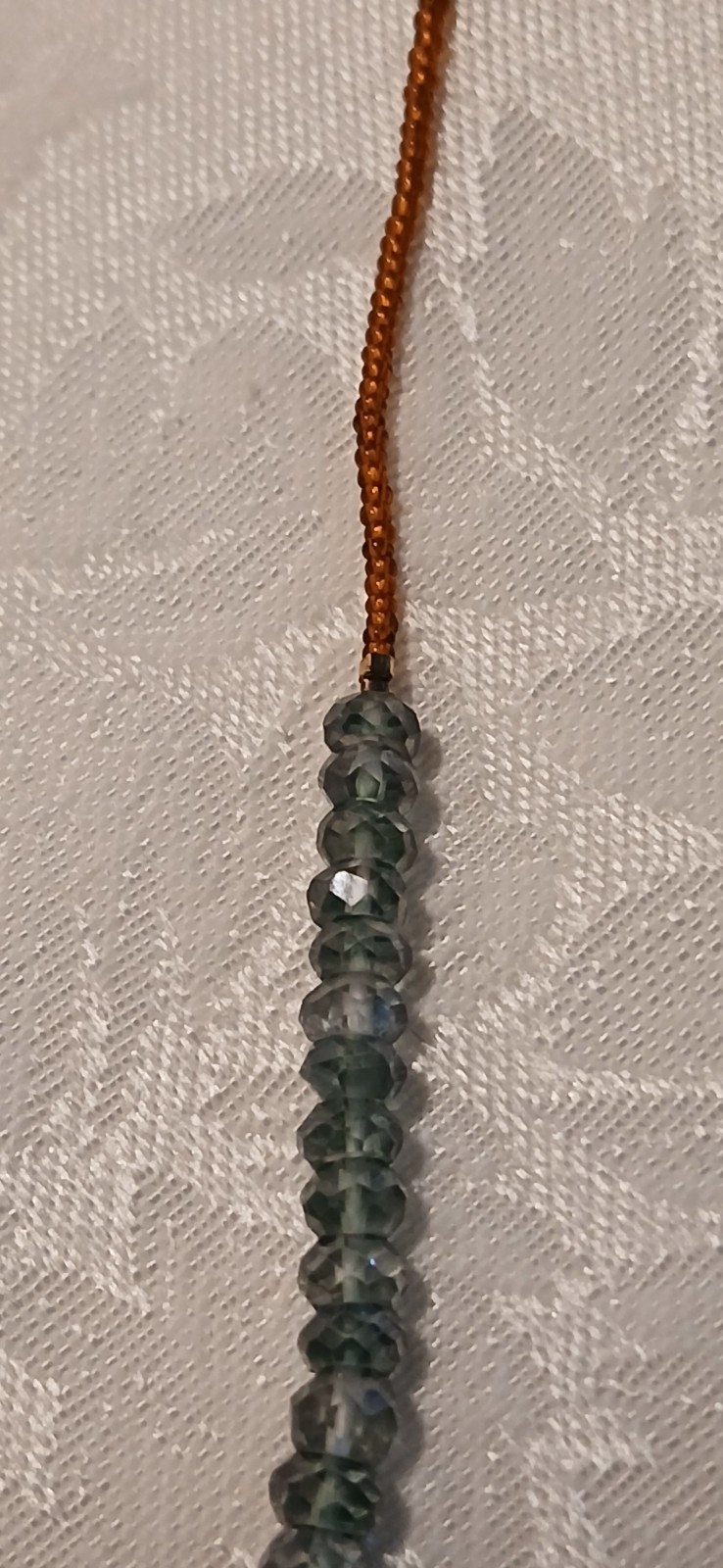 Labradorite Stone 1mm, Amber Tiny Beads, Necklace,Gold Tone Lobster Clasp,9.5″