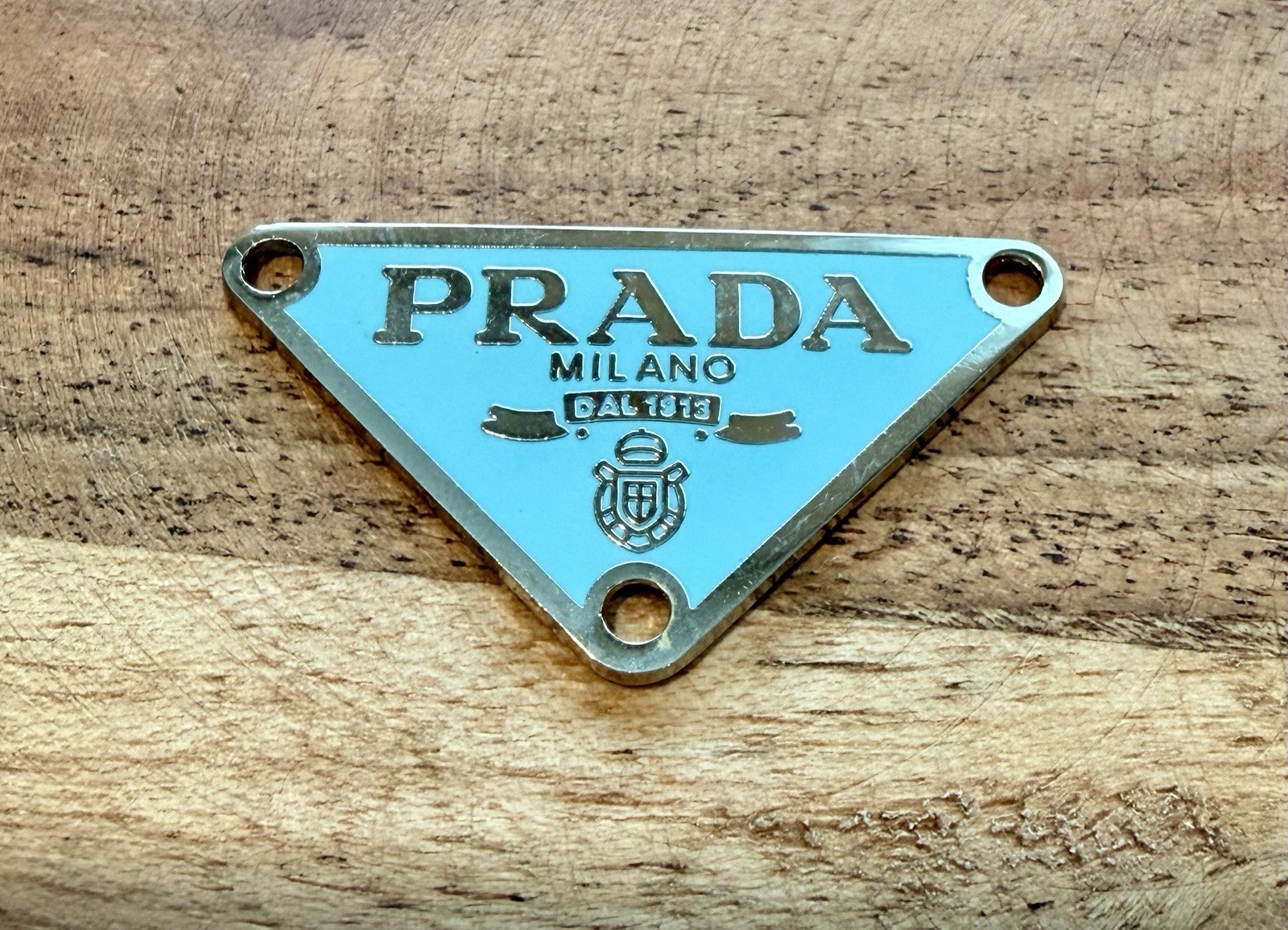 Trending PRADA Milano Triangle Logo Charm Turquoise/Silver Charm – 1 Piece