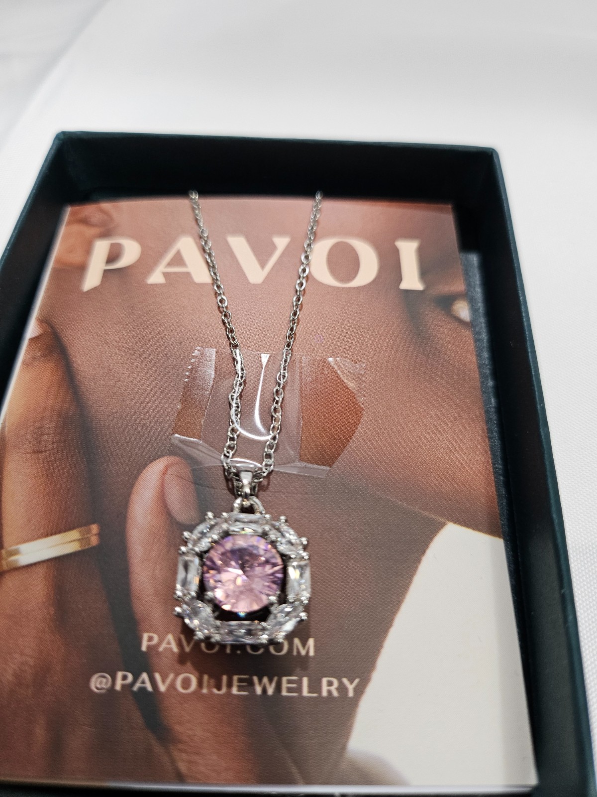 PAVOI Silver Plated Pendant Necklace Set 18” Chain Pink Hexagon & Heart Pendants